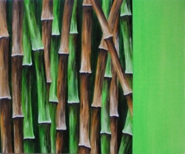 Peinture intitulée "Bambou" par Chrystel Mialet, Œuvre d'art originale, Huile