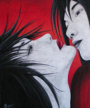 Painting titled "Passion rouge" by Chrystel Mialet, Original Artwork