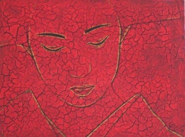 Peinture intitulée "Geisha or craquelée" par Chrystel Mialet, Œuvre d'art originale