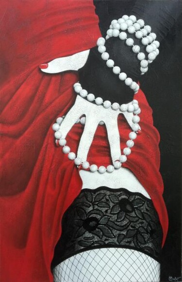 Peinture intitulée "perles et bas resil…" par Chrystel Mialet, Œuvre d'art originale