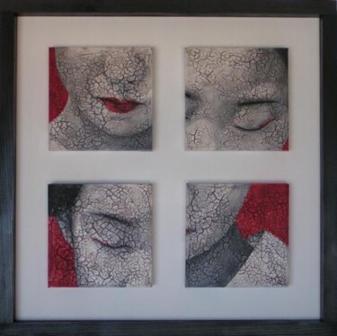 Painting titled "Geisha quadriptyque" by Chrystel Mialet, Original Artwork