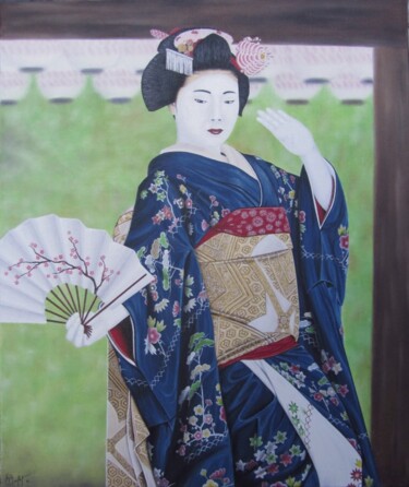 Painting titled "Geisha - Dansant" by Chrystel Mialet, Original Artwork, Oil