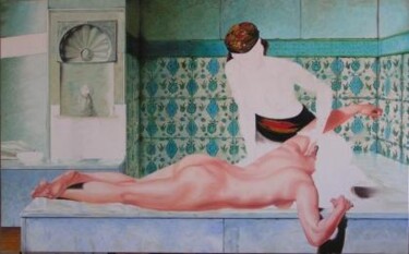 Painting titled "massage selon massa…" by Chrystel Mialet, Original Artwork