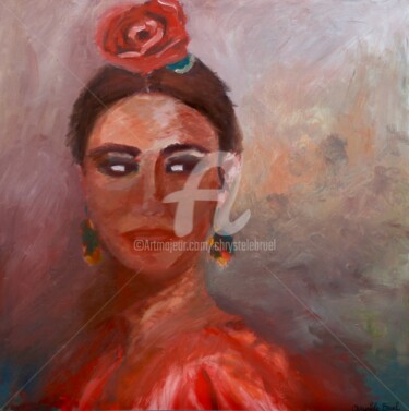 Painting titled "Carmen" by Chrystèle Bruel, Original Artwork, Oil Mounted on Wood Panel