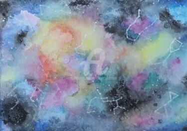 Painting titled "Infiniment" by Chrystèle Bruel, Original Artwork, Watercolor Mounted on Other rigid panel