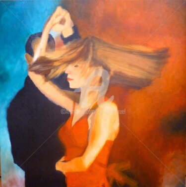 Painting titled "Salsa Cubana" by Chrystèle Bruel, Original Artwork, Oil Mounted on Wood Stretcher frame
