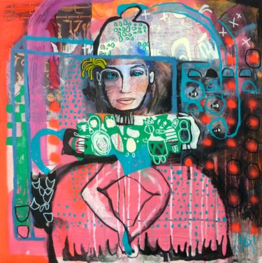 Malerei mit dem Titel "Les Doudous" von Chrystèle Saint-Amaux, Original-Kunstwerk, Acryl