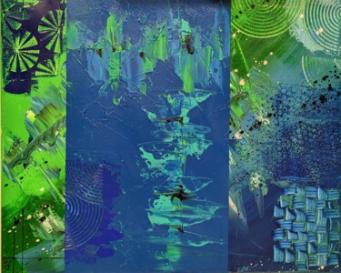 Peinture intitulée "Blue lagon" par Chrystelle Faure, Œuvre d'art originale, Acrylique Monté sur Châssis en bois