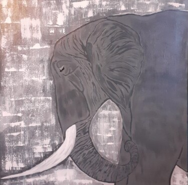 Peinture intitulée "L'éléphant" par Chrystelle Jagoudel, Œuvre d'art originale, Acrylique