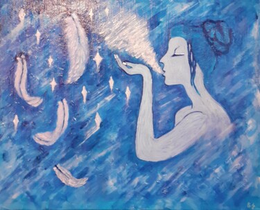 Painting titled "Douceur divine" by Chrystelle Jagoudel, Original Artwork, Acrylic