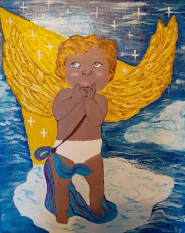 Peinture intitulée "Un ange" par Chrystelle Jagoudel, Œuvre d'art originale, Acrylique