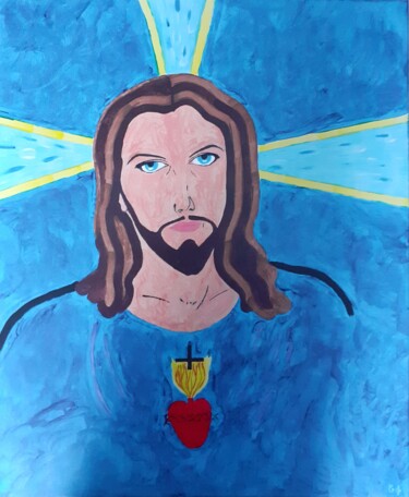 Painting titled "Jésus" by Chrystelle Jagoudel, Original Artwork, Acrylic