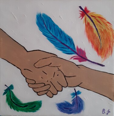 Peinture intitulée "Une main tendue" par Chrystelle Jagoudel, Œuvre d'art originale, Acrylique