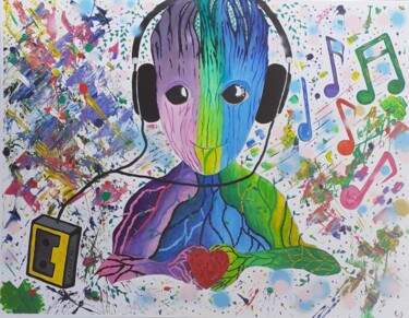 Malerei mit dem Titel "Baby groot" von Chrystelle Jagoudel, Original-Kunstwerk, Acryl