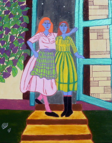 Peinture intitulée "Les sœurs Klein" par Chrystelle Ragot, Œuvre d'art originale, Acrylique