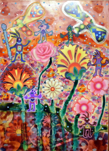 Malerei mit dem Titel "A fleur d'êtres" von Chrystelle Ragot, Original-Kunstwerk, Andere