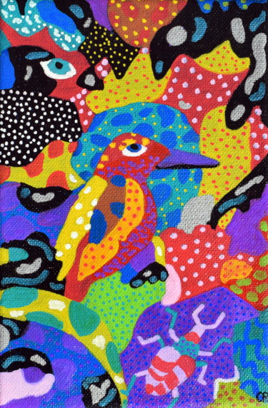 "L'oiseau et le scar…" başlıklı Tablo Chrystelle Ragot tarafından, Orijinal sanat, Akrilik Ahşap Sedye çerçevesi üzerine mon…