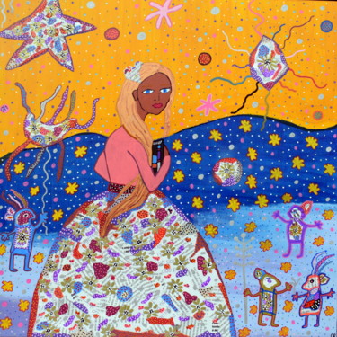 Peinture intitulée "Princesse HUICHOL" par Chrystelle Ragot, Œuvre d'art originale, Autre