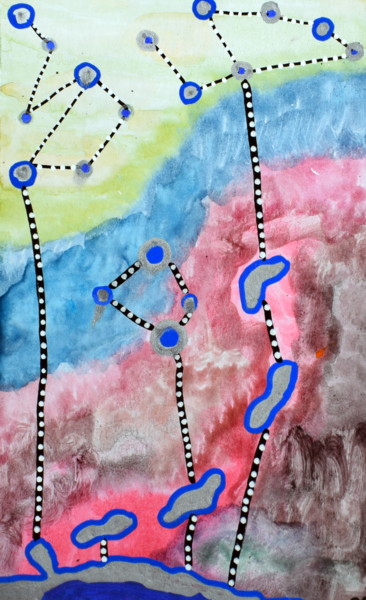 Peinture intitulée "Graines satellites" par Chrystelle Ragot, Œuvre d'art originale, Crayon