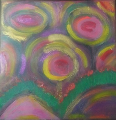 Painting titled "Arbres à sucettes" by Chrystelle Ragot, Original Artwork, Acrylic Mounted on Wood Stretcher frame