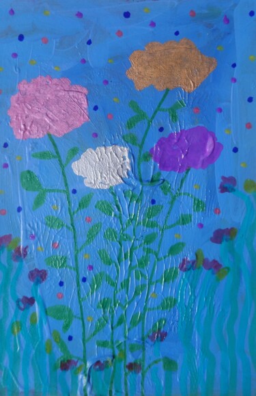 Peinture intitulée "Fleurs de reine nep…" par Chrystelle Ragot, Œuvre d'art originale, Acrylique