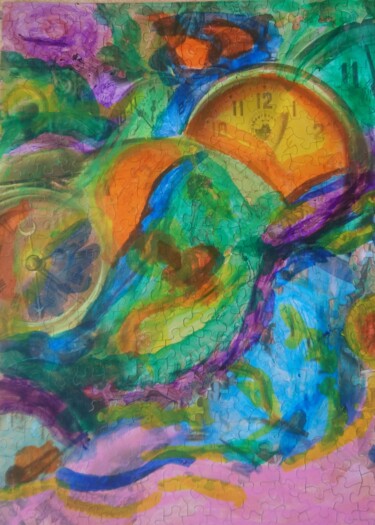 Peinture intitulée "Fuite temporelle" par Chrystelle Ragot, Œuvre d'art originale, Gouache