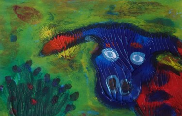 Malerei mit dem Titel "OH! La vache!" von Chrystelle Ragot, Original-Kunstwerk, Acryl