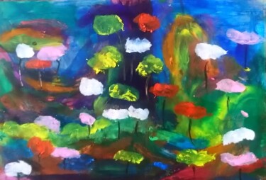 Peinture intitulée "Fleurs suspendues" par Chrystelle Ragot, Œuvre d'art originale, Pastel
