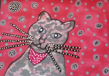 Dessin intitulée "Chat festif" par Chrystelle Ragot, Œuvre d'art originale, Acrylique