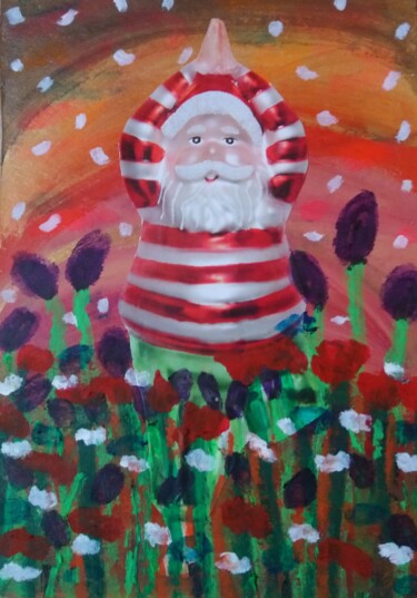 Collages intitulée "L'après Noël" par Chrystelle Ragot, Œuvre d'art originale, Pastel