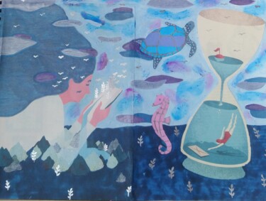 Collages titulada "Pour une lecture so…" por Chrystelle Ragot, Obra de arte original, Acrílico