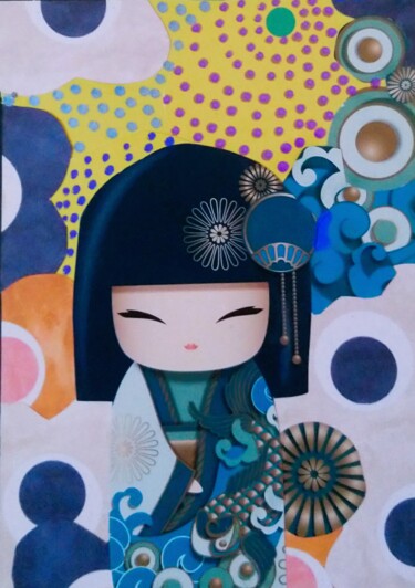 Collages intitulée "Yoshiko" par Chrystelle Ragot, Œuvre d'art originale, Collages