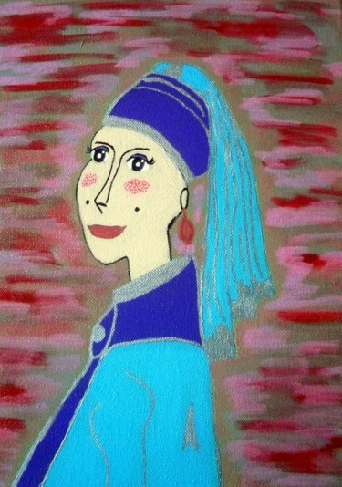 Painting titled "Demoiselle" by Chrystelle Ragot, Original Artwork, Acrylic Mounted on Wood Stretcher frame