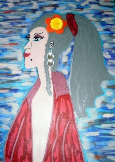 Painting titled "Princesse du Nord" by Chrystelle Ragot, Original Artwork, Acrylic Mounted on Wood Stretcher frame