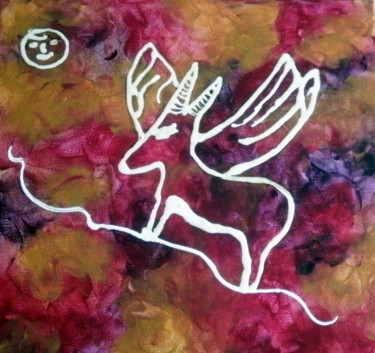Peinture intitulée "La chèvre corne" par Chrystelle Ragot, Œuvre d'art originale, Crayon Monté sur Châssis en bois