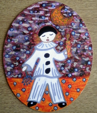 Peinture intitulée "Pierrot de la Lune" par Chrystelle Ragot, Œuvre d'art originale, Autre