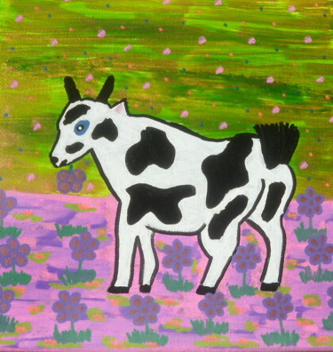 Peinture intitulée "La chèvre de Mumu" par Chrystelle Ragot, Œuvre d'art originale, Acrylique