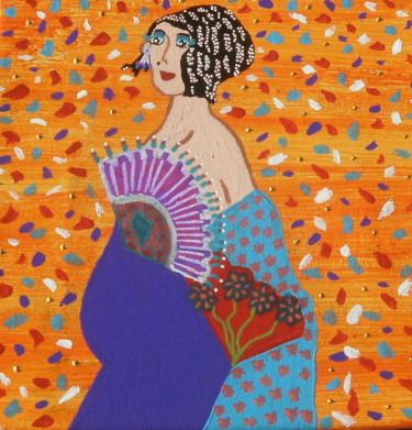 Painting titled "Femme enceinte" by Chrystelle Ragot, Original Artwork, Acrylic Mounted on Wood Stretcher frame