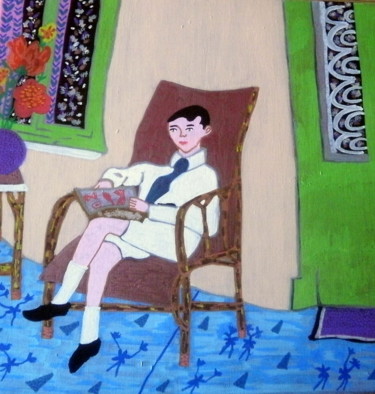 Painting titled "El sillon" by Chrystelle Ragot, Original Artwork, Acrylic Mounted on Cardboard