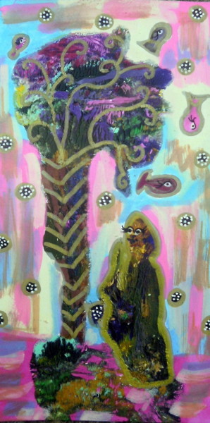 Schilderij getiteld "L'arbre aux poissons" door Chrystelle Ragot, Origineel Kunstwerk, Anders