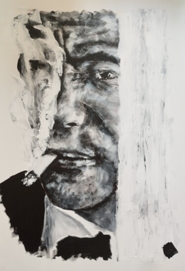 Malerei mit dem Titel "Smoking" von Chrystelle Sarret, Original-Kunstwerk, Acryl Auf Keilrahmen aus Holz montiert