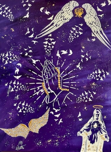 Ζωγραφική με τίτλο "Constellation spiri…" από Chrystellys, Αυθεντικά έργα τέχνης, Ακρυλικό Τοποθετήθηκε στο Ξύλινο φορείο σκ…