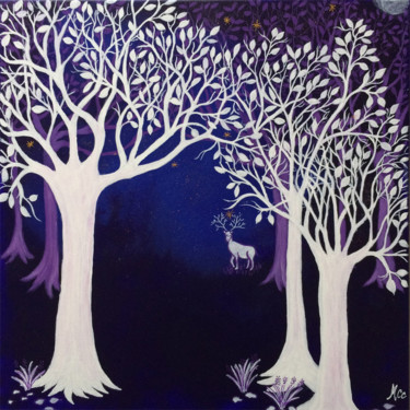 Peinture intitulée "la-nuit-du-cerf" par Marie-Chrystel Chiron Drouillet, Œuvre d'art originale, Acrylique