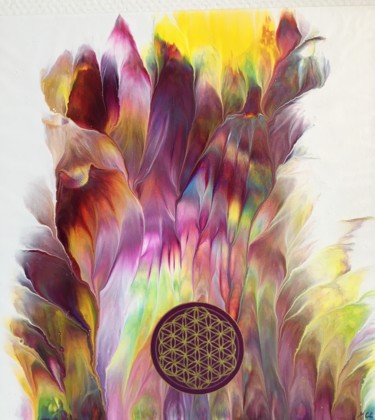 Peinture intitulée "Fleur de vie 3" par Marie-Chrystel Chiron Drouillet, Œuvre d'art originale, Acrylique