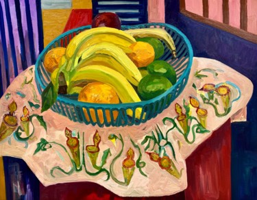 Painting titled "Fruit basket in a M…" by Liam Porisse, Original Artwork, Oil