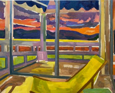 Painting titled "View from terrace C…" by Liam Porisse, Original Artwork, Oil
