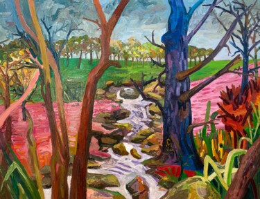 Painting titled "The stream" by Liam Porisse, Original Artwork, Oil