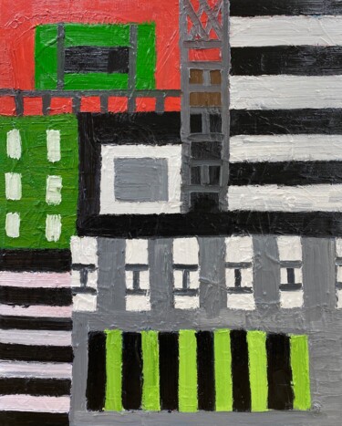 Pintura intitulada "Building 3" por Liam Porisse, Obras de arte originais, Óleo