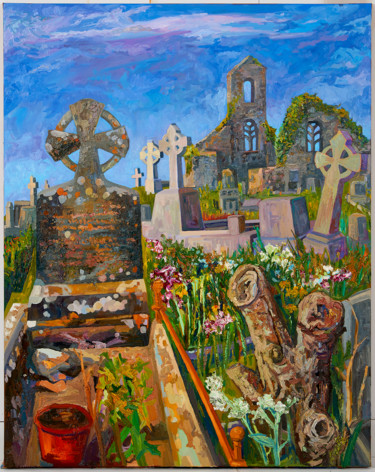 Schilderij getiteld "Cemetery" door Liam Porisse, Origineel Kunstwerk, Olie