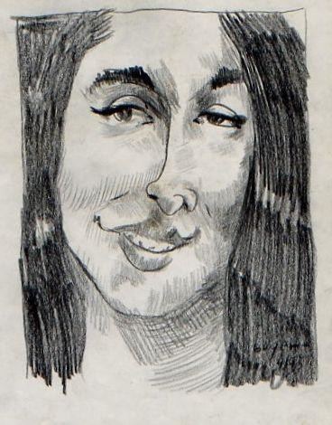 Drawing titled "Woman with a smile" by Cboy Charles Boyer, Original Artwork